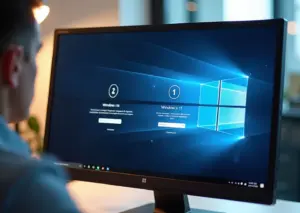 Экран компьютера с экранами входа в Windows 10 и 11 и выделенной гостевой учетной записью